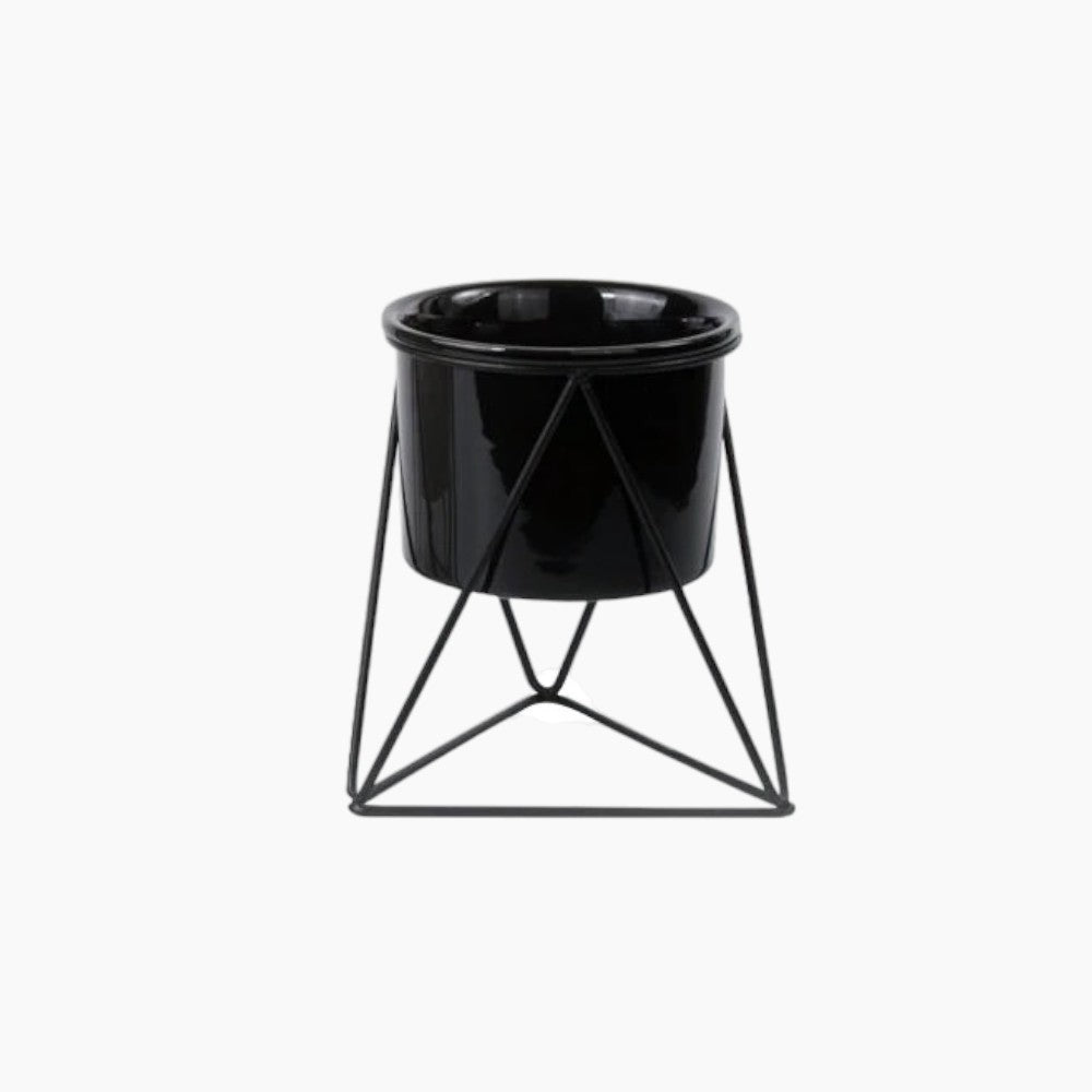 Pot en céramique avec support en fer | Jardinière moderne pour plantes aériennes et succulentes