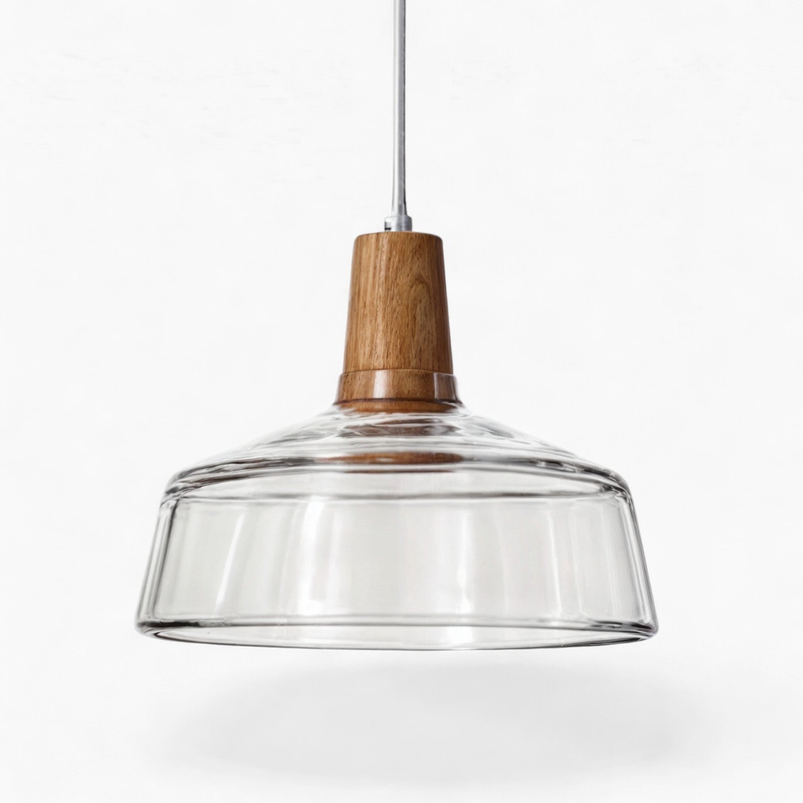 Luminaires suspendus en verre nordique moderne | Transparent et ambre avec base en bois