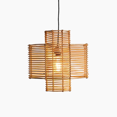 Suspension en rotin Boho | Naturelle, réglable, filaire