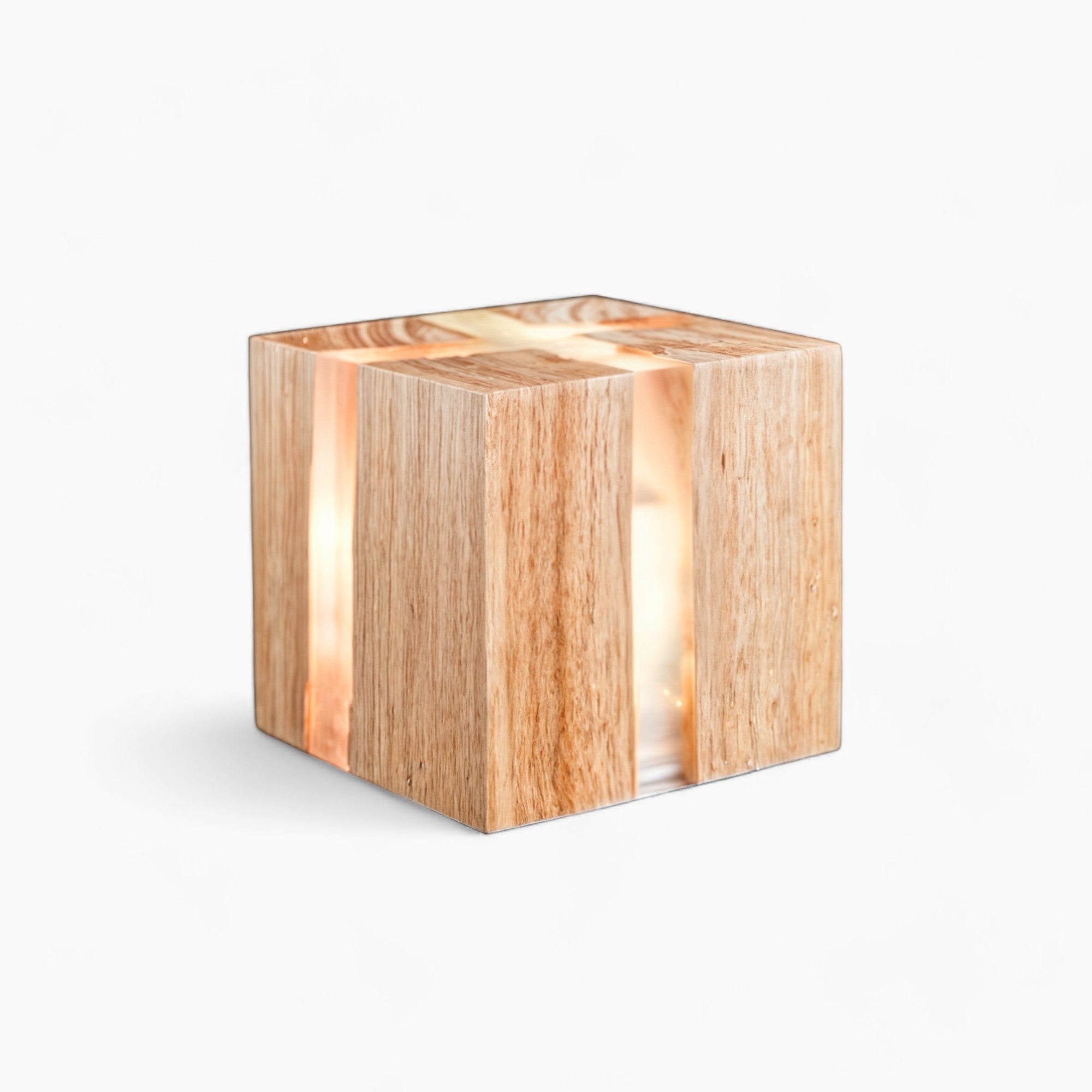 Lampe de table en bois craqué moderne | Éclairage LED élégant avec interface G4