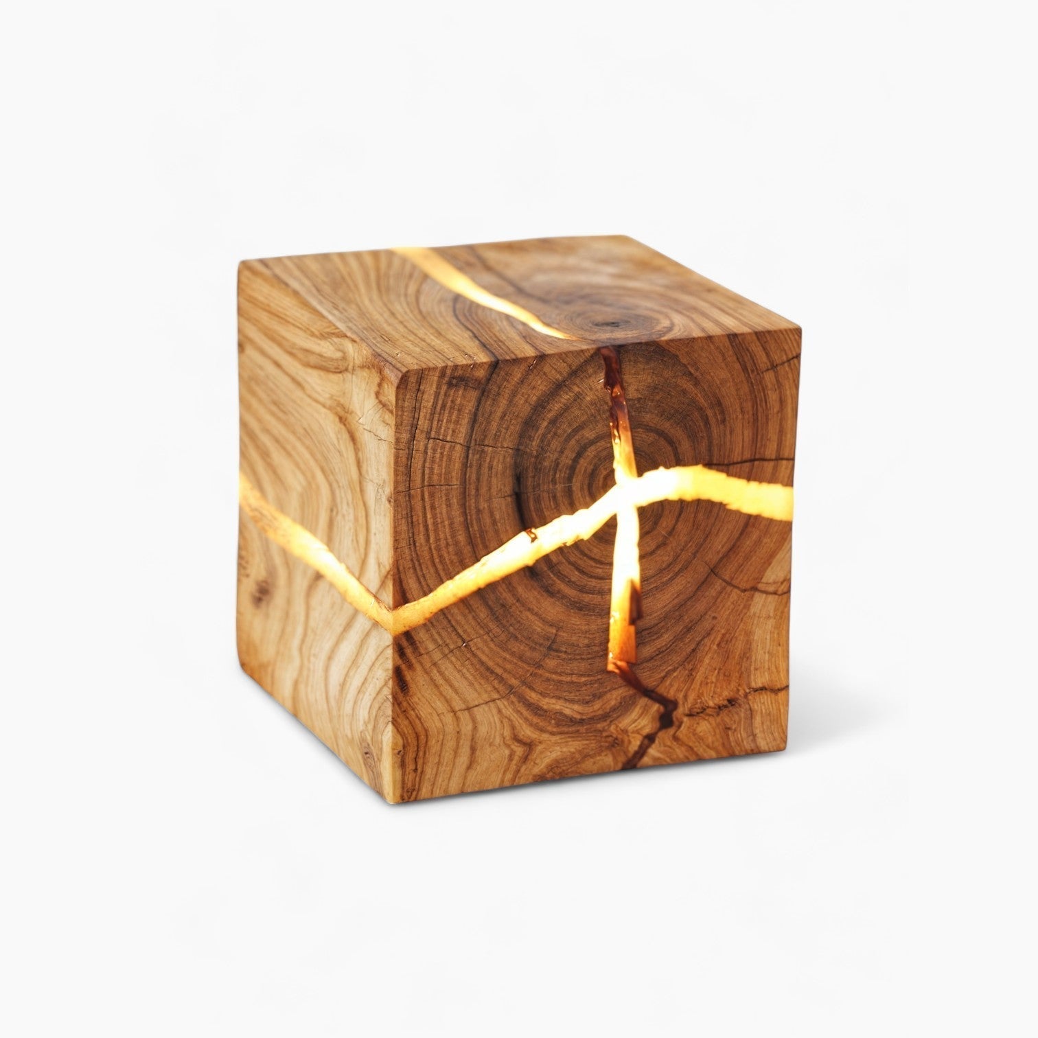 Lampe de table en bois craqué moderne | Éclairage LED élégant avec interface G4