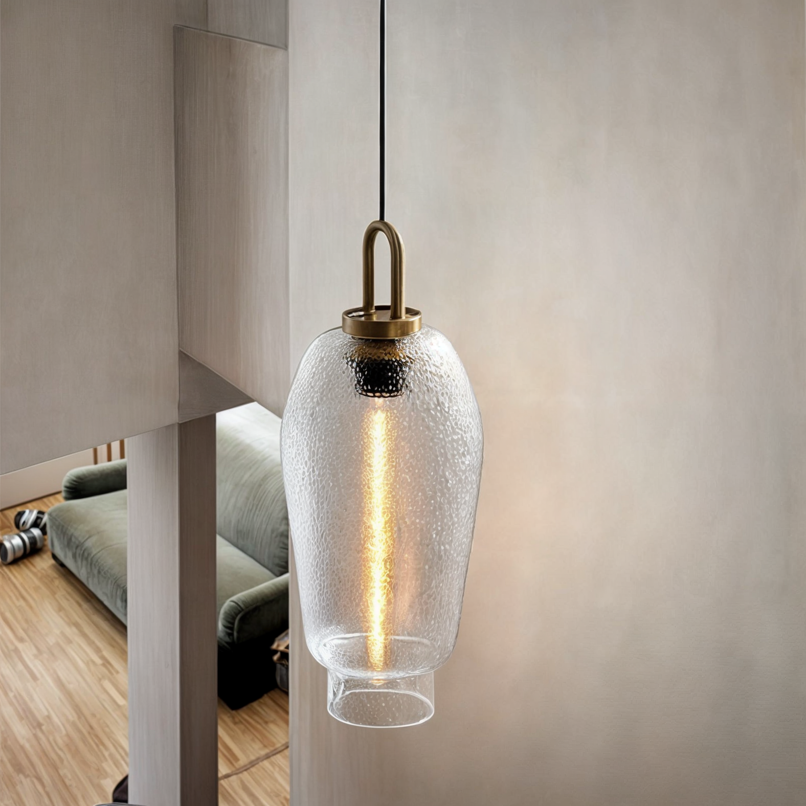 Suspension en verre et laiton moderne | Éclairage rustique élégant