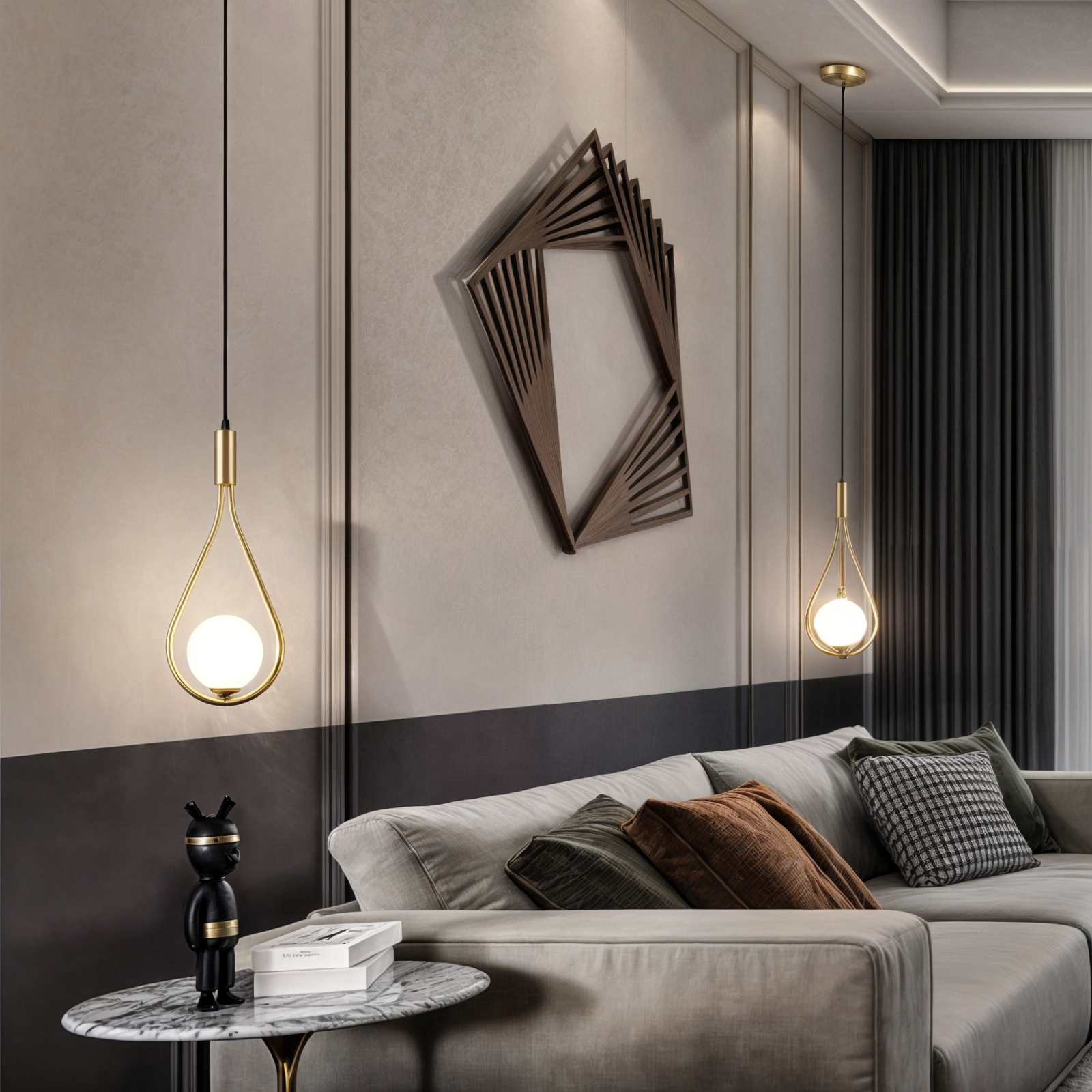 Suspension Nordique Moderne | Design en Fer et Verre Réglable