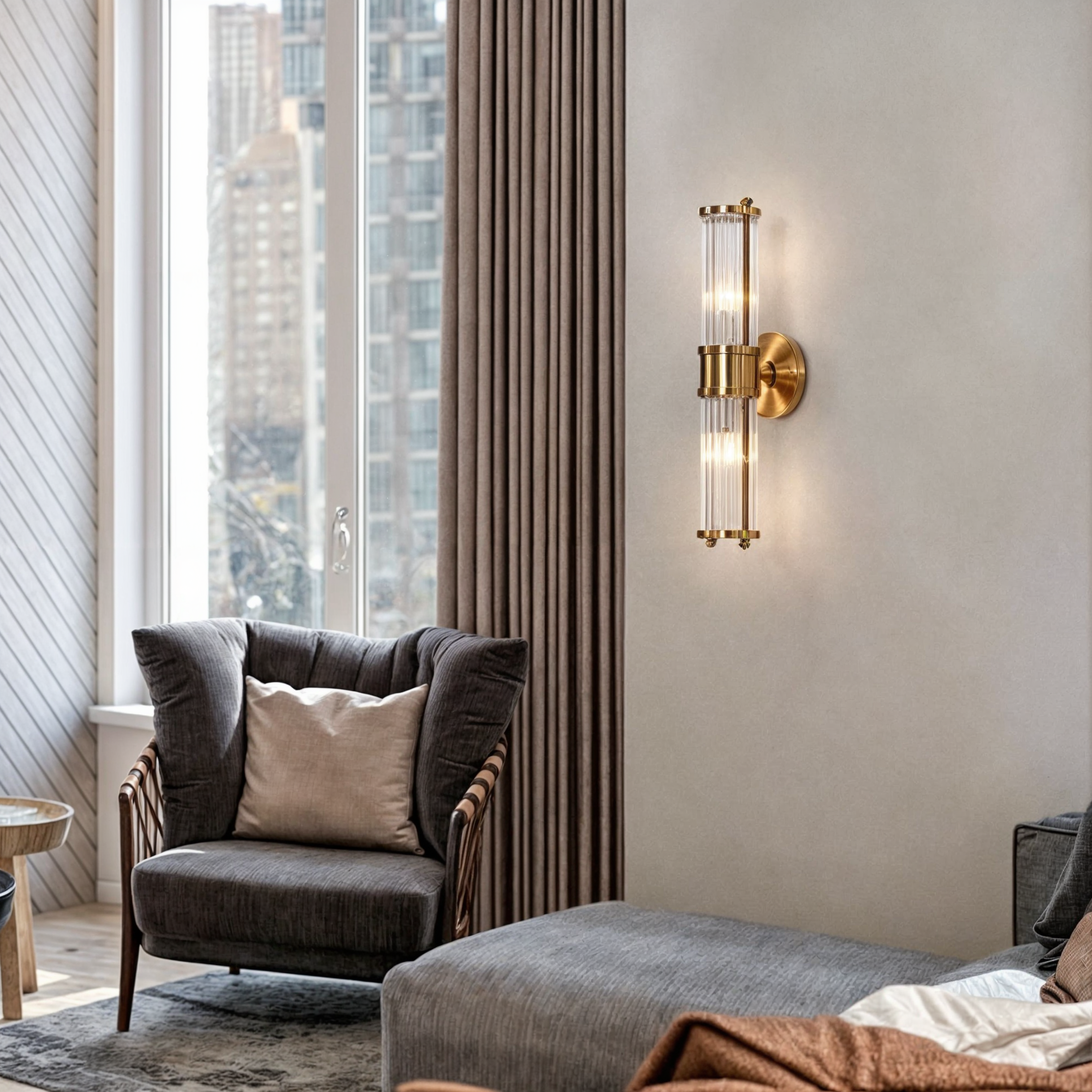 Luminaires de salle de bains en or de luxe | Appliques murales en cristal et cuivre