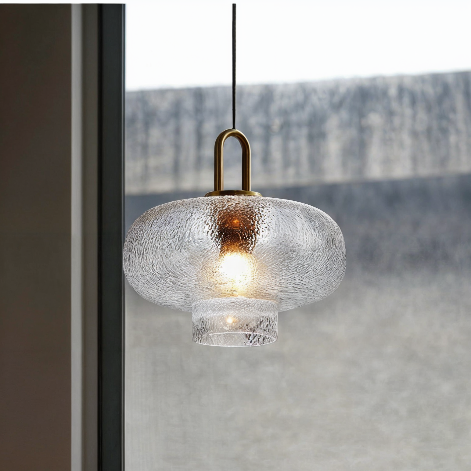 Suspension en verre et laiton moderne | Éclairage rustique élégant