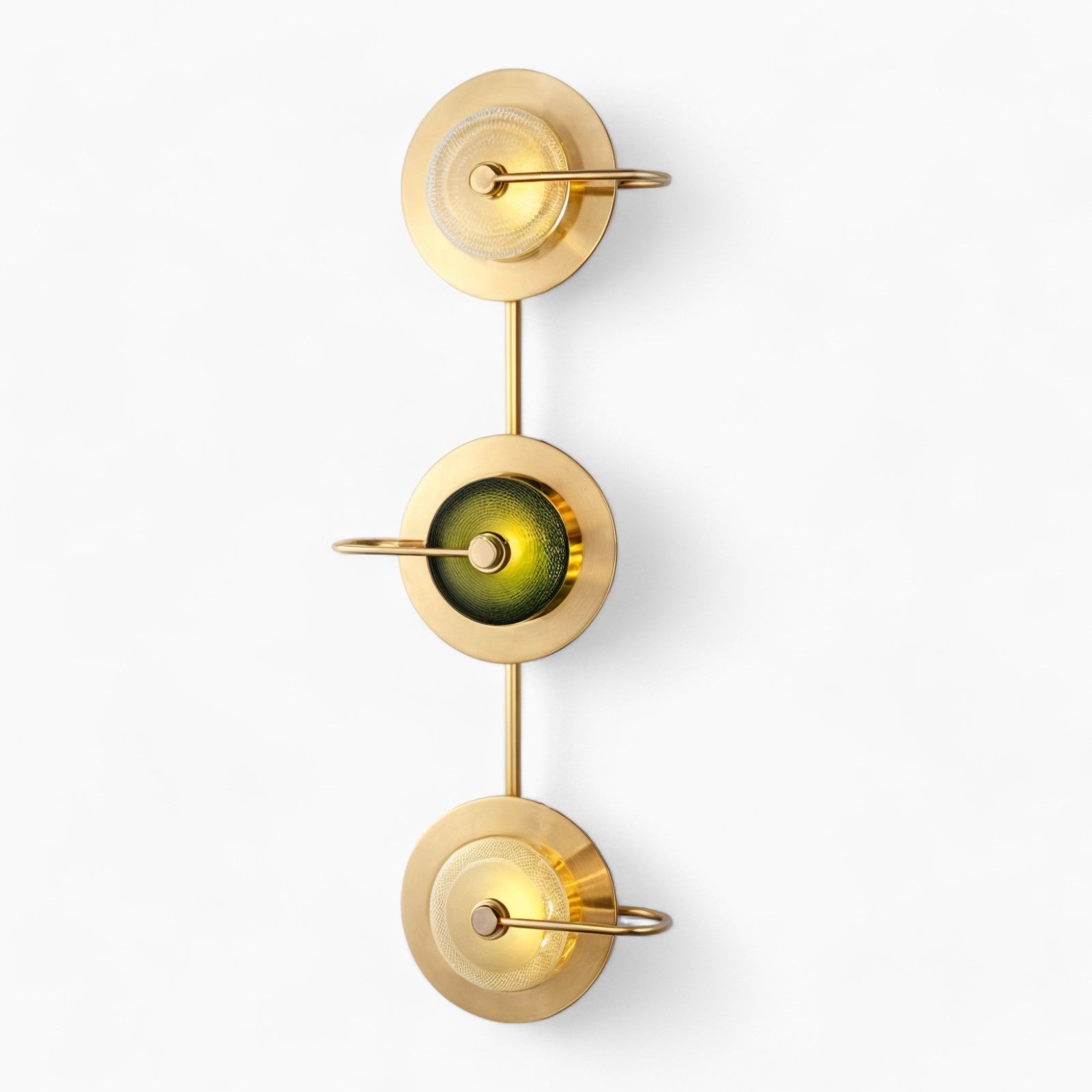 Applique murale en laiton scandinave | Verre vert/transparent, E27 LED, 2/3 ampoules