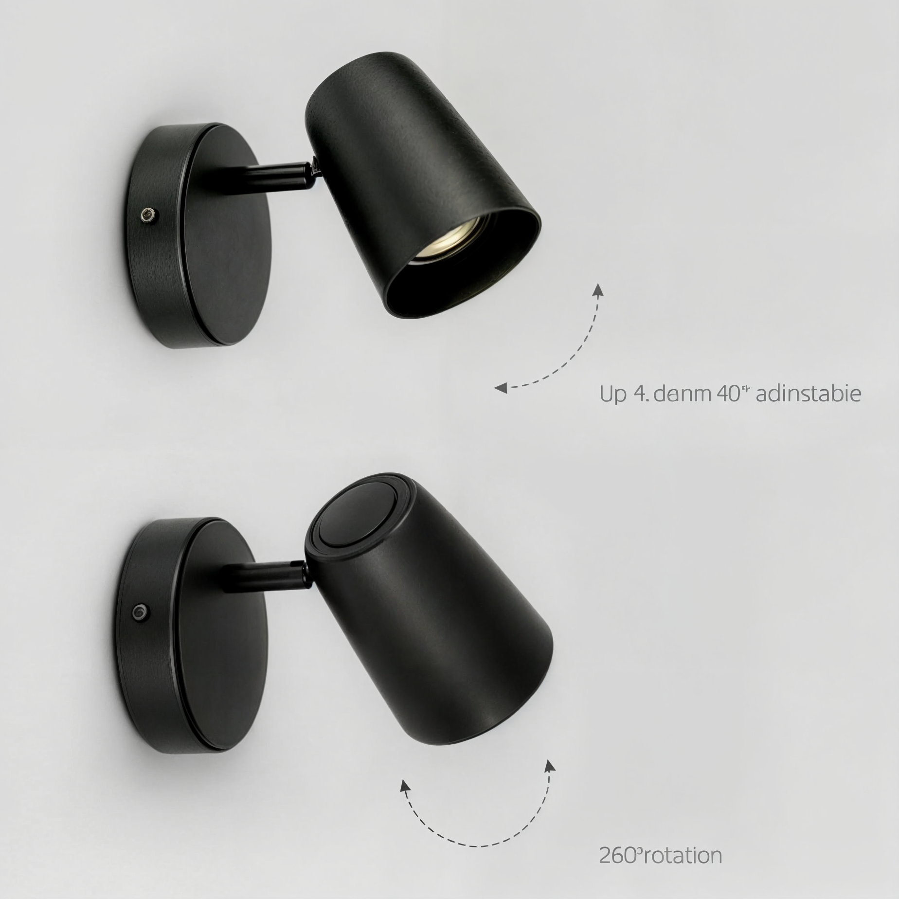 Appliques murales nordiques modernes | Lumière murale LED, noir, blanc, nickel