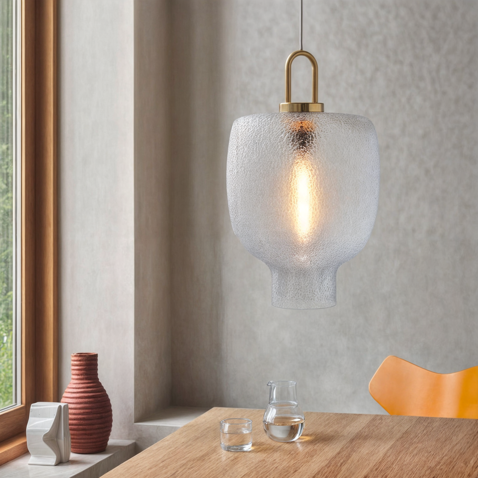 Suspension en verre et laiton moderne | Éclairage rustique élégant