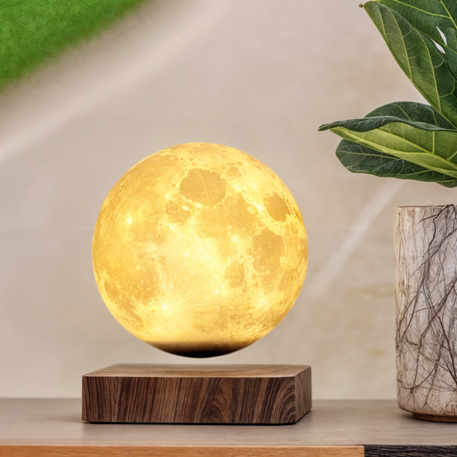 Lampe Lunaire Flottante | Lumière LED Imprimée en 3D, Commande Tactile et à Distance, Lévitation Magnétique