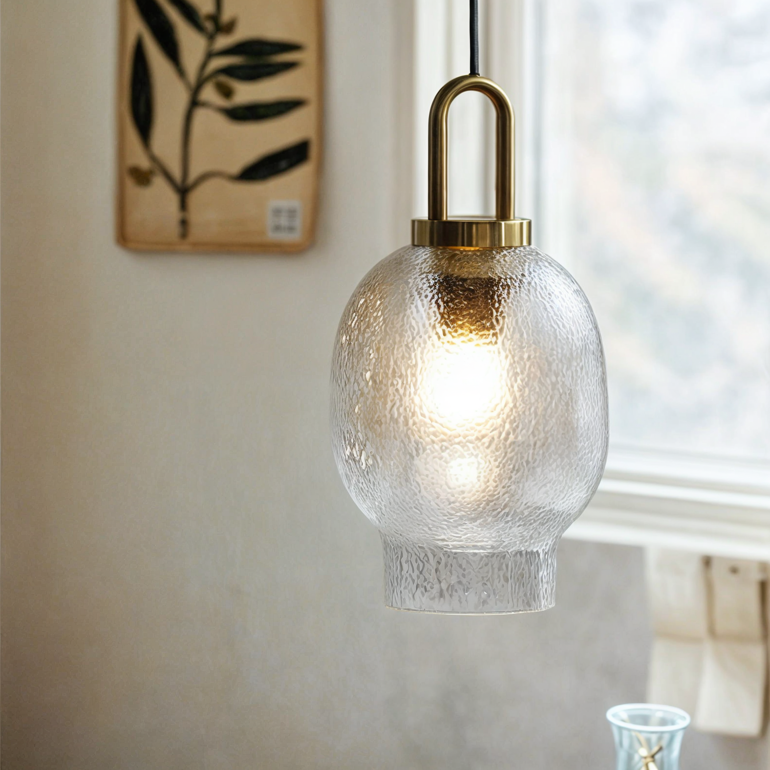 Suspension en verre et laiton moderne | Éclairage rustique élégant