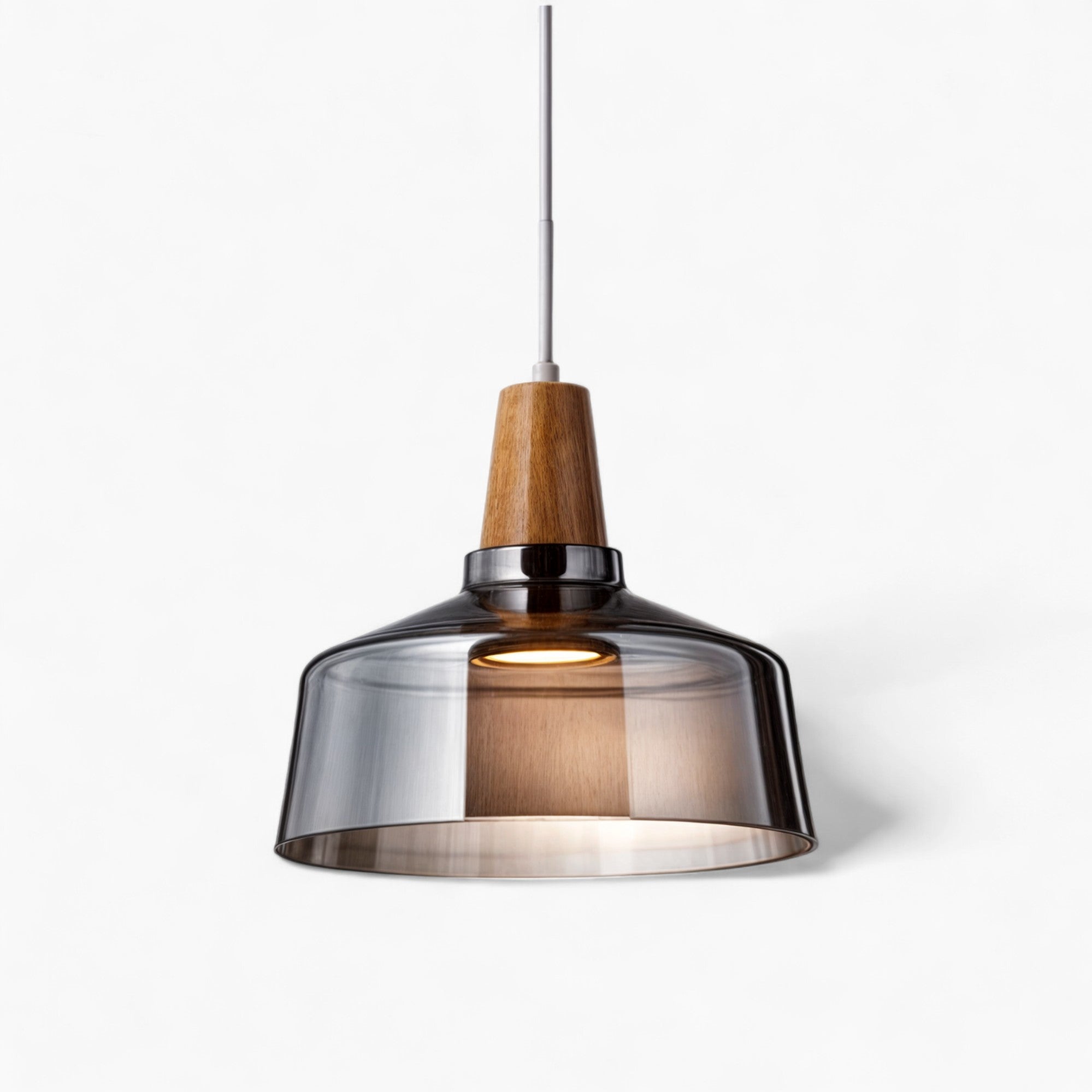 Luminaires suspendus en verre nordique moderne | Transparent et ambre avec base en bois
