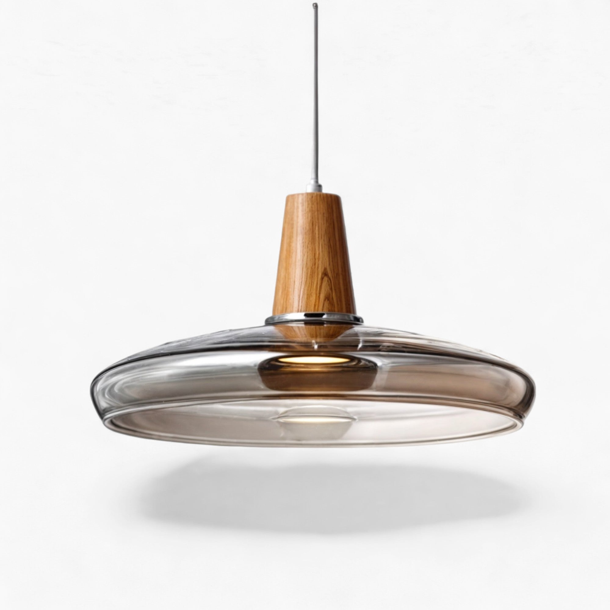 Luminaires suspendus en verre nordique moderne | Transparent et ambre avec base en bois