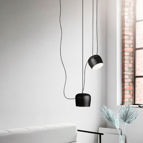 PlAFOND SEMI-ENCSTRÉ MODERNE | Noir/Blanc, Base E27, Compatible LED