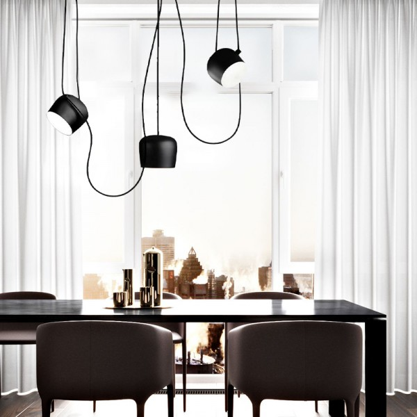 PlAFOND SEMI-ENCSTRÉ MODERNE | Noir/Blanc, Base E27, Compatible LED