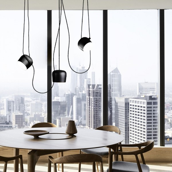 PlAFOND SEMI-ENCSTRÉ MODERNE | Noir/Blanc, Base E27, Compatible LED