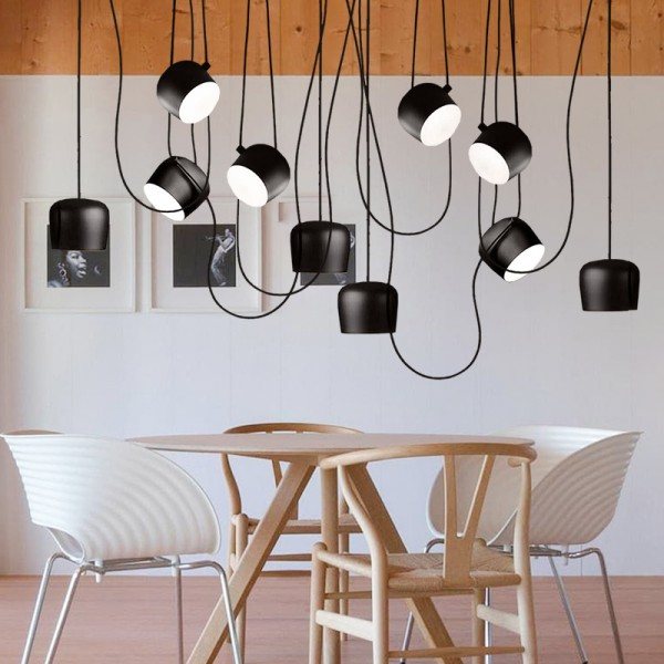 PlAFOND SEMI-ENCSTRÉ MODERNE | Noir/Blanc, Base E27, Compatible LED