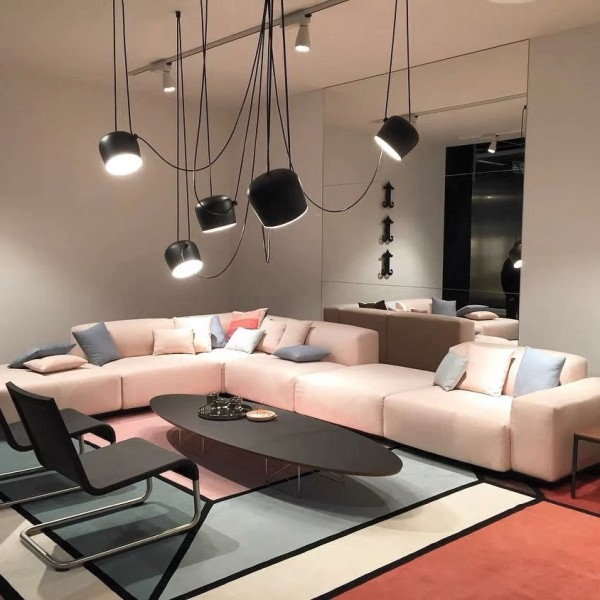 PlAFOND SEMI-ENCSTRÉ MODERNE | Noir/Blanc, Base E27, Compatible LED