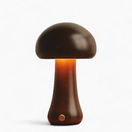 Lampe de table sans fil Mushglow en forme de champignon | Bois et mousse, réglage de la luminosité, USB, rechargeable