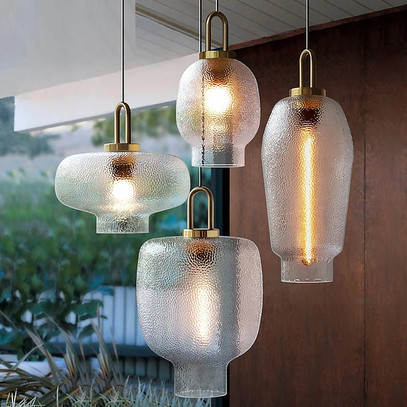 Suspension en verre et laiton moderne | Éclairage rustique élégant