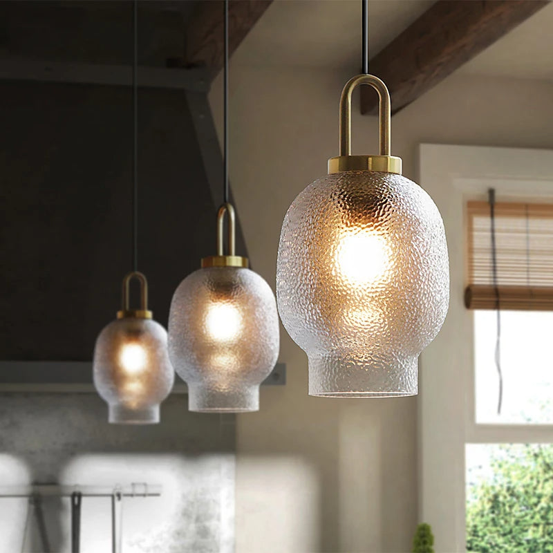 Suspension en verre et laiton moderne | Éclairage rustique élégant