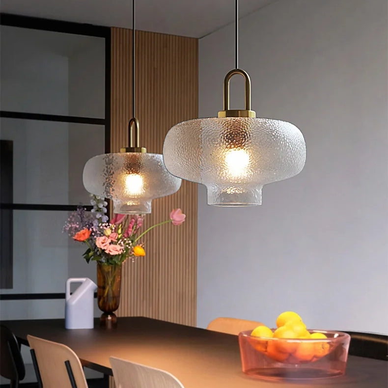 Suspension en verre et laiton moderne | Éclairage rustique élégant