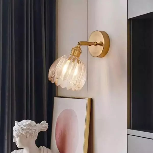 Lampe murale en verre fleur tulipe rétro