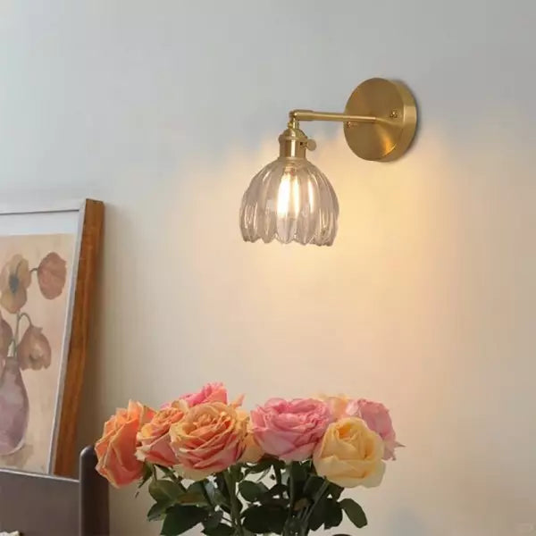 Lampe murale en verre fleur tulipe rétro
