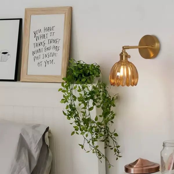 Lampe murale en verre fleur tulipe rétro