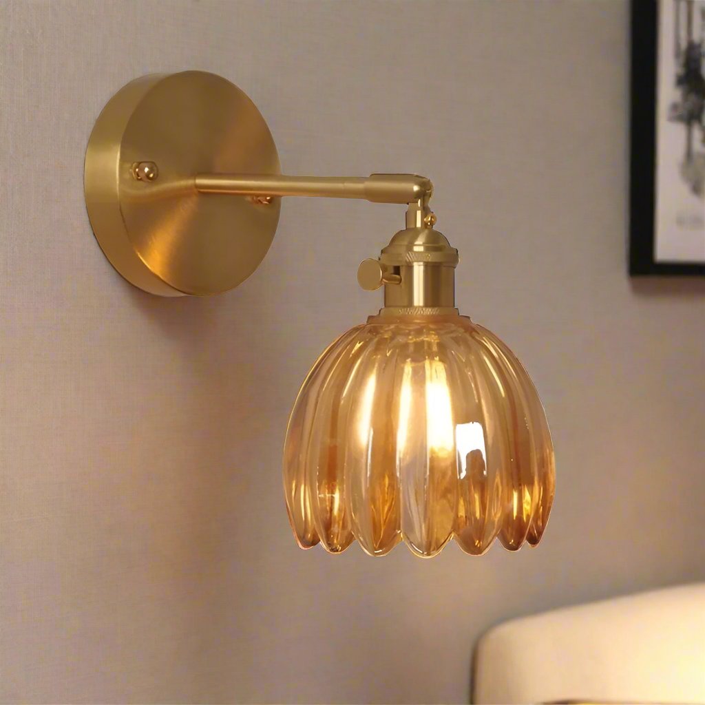 Lampe murale en verre fleur tulipe rétro