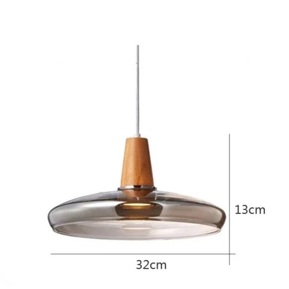 Luminaires suspendus en verre nordique moderne | Transparent et ambre avec base en bois