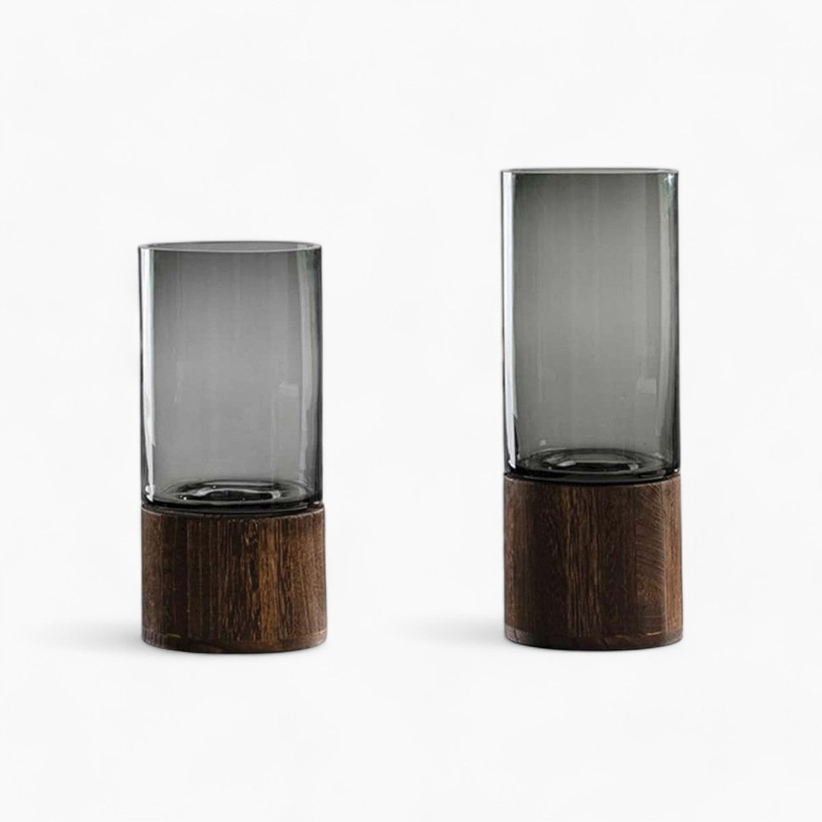 Vases à fleurs en verre et en bois | Vases décoratifs élégants